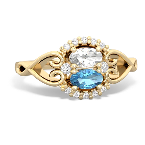 white topaz-blue topaz antique keepsake ring