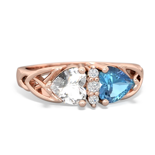 white topaz-blue topaz celtic ring