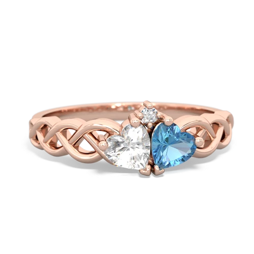 white topaz-blue topaz celtic braid ring