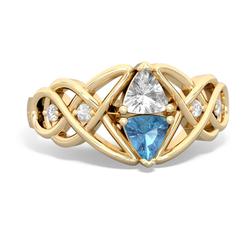 white topaz-blue topaz celtic knot ring