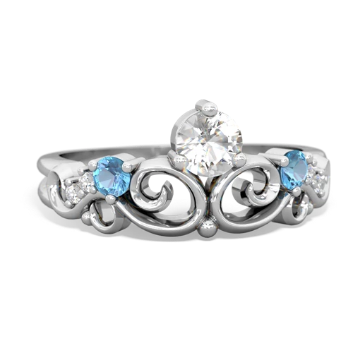 white topaz-blue topaz crown keepsake ring