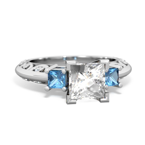 White Topaz Genuine White Topaz with Genuine Swiss Blue Topaz and Genuine Amethyst Art Deco ring Ring