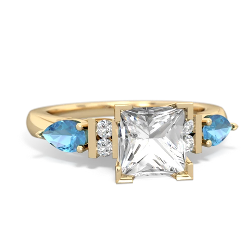 White Topaz Genuine White Topaz with Genuine Swiss Blue Topaz and Lab Created Emerald Engagement ring Ring