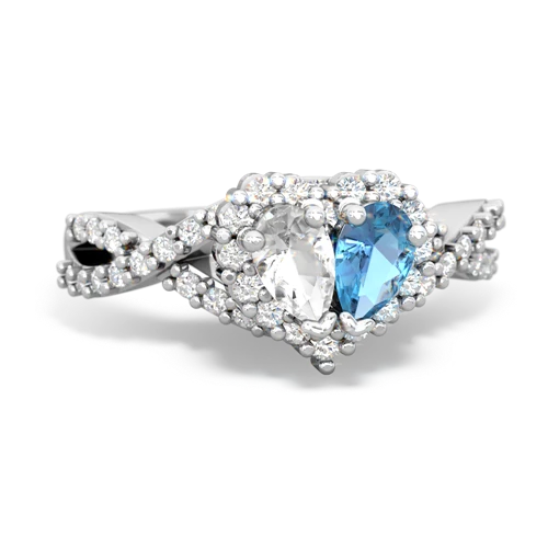 white topaz-blue topaz engagement ring