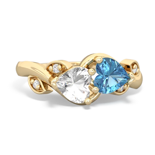 white topaz-blue topaz floral keepsake ring