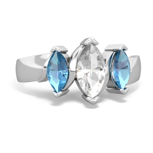 White Topaz Genuine White Topaz with Genuine Swiss Blue Topaz and Genuine Amethyst Three Peeks ring Ring