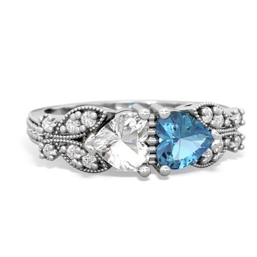 white topaz-blue topaz keepsake butterfly ring