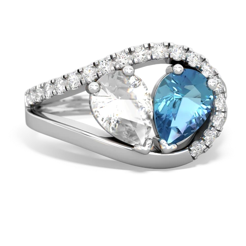 white topaz-blue topaz pave heart ring