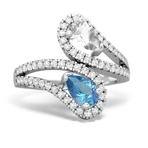 white topaz-blue topaz pave swirls ring