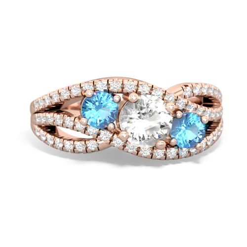 white topaz-blue topaz three stone pave ring