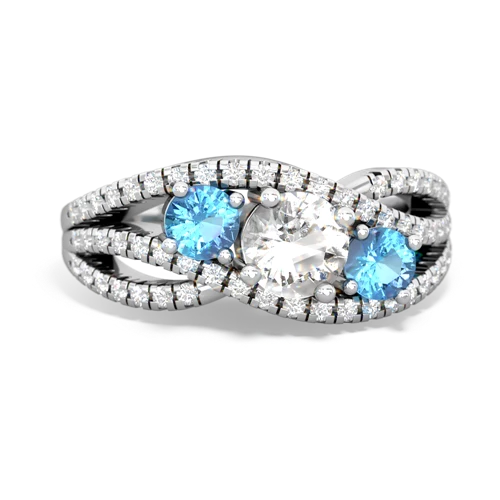 white topaz-blue topaz three stone pave ring