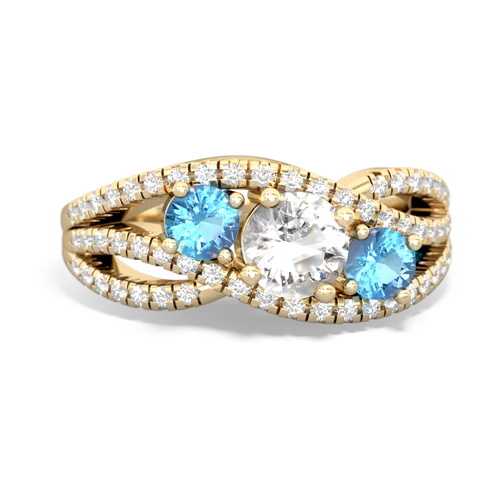 white topaz-blue topaz three stone pave ring