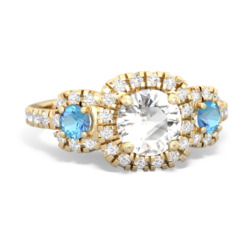 white topaz-blue topaz three stone regal ring