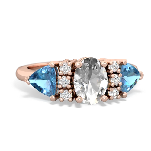 White Topaz Genuine White Topaz with Genuine Swiss Blue Topaz and Genuine Pink Tourmaline Antique Style Three Stone ring Ring