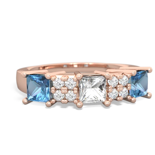 White Topaz Genuine White Topaz with Genuine Swiss Blue Topaz and Lab Created Emerald Three Stone ring Ring