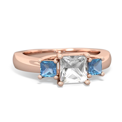 White Topaz Genuine White Topaz with Genuine Swiss Blue Topaz and Genuine Pink Tourmaline Three Stone Trellis ring Ring