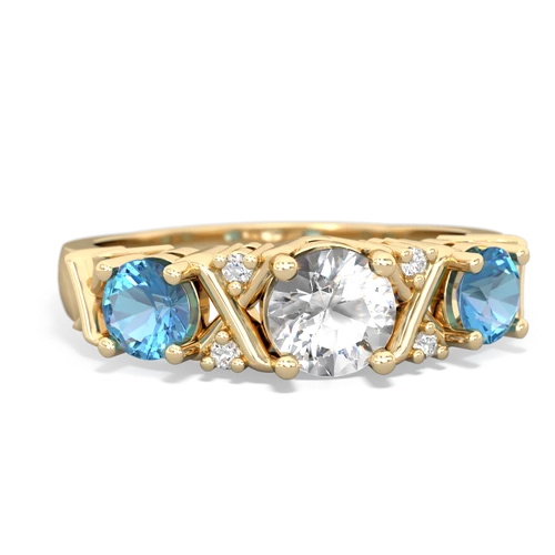 White Topaz Genuine White Topaz with Genuine Swiss Blue Topaz and Lab Created Alexandrite Hugs and Kisses ring Ring