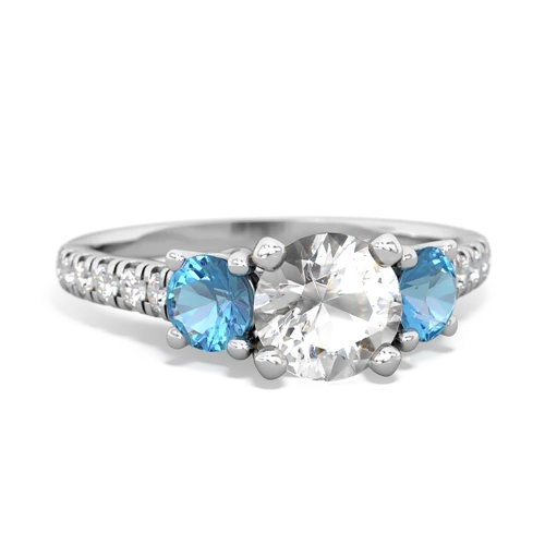 White Topaz Genuine White Topaz with Genuine Swiss Blue Topaz and Lab Created Emerald Pave Trellis ring Ring