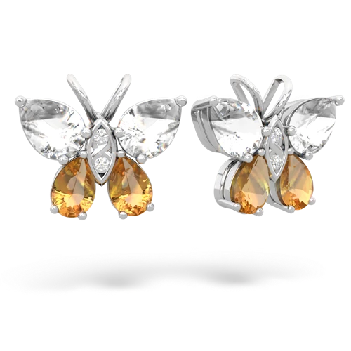 white topaz-citrine butterfly earrings
