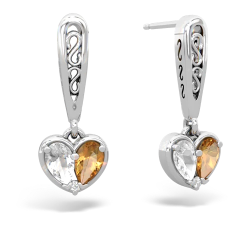 white topaz-citrine filligree earrings