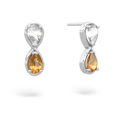 white topaz-citrine infinity earrings