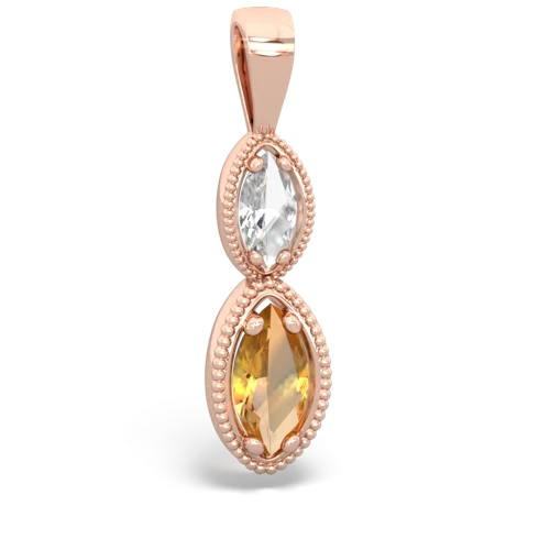 White Topaz Genuine White Topaz with Genuine Citrine Antique-style Halo pendant Pendant