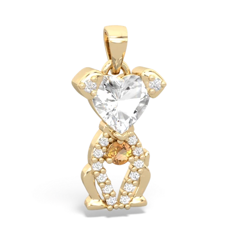 white topaz-citrine birthstone puppy pendant