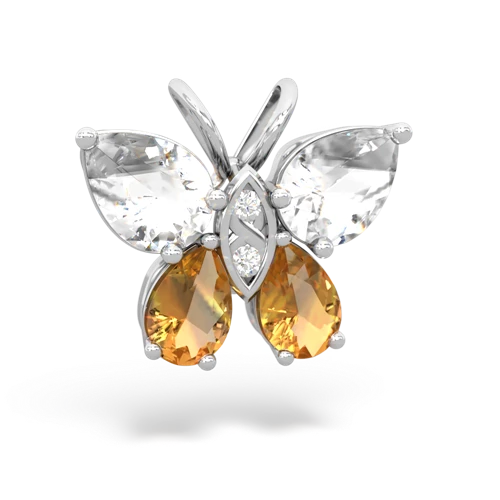 white topaz-citrine butterfly pendant