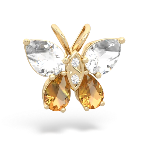 white topaz-citrine butterfly pendant