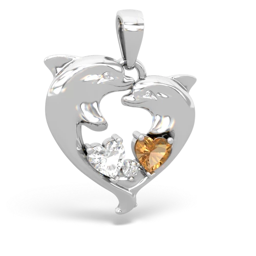 white topaz-citrine dolphins pendant