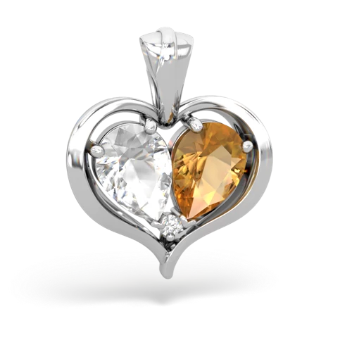 white topaz-citrine half heart whole pendant