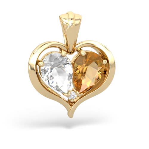 white topaz-citrine half heart whole pendant