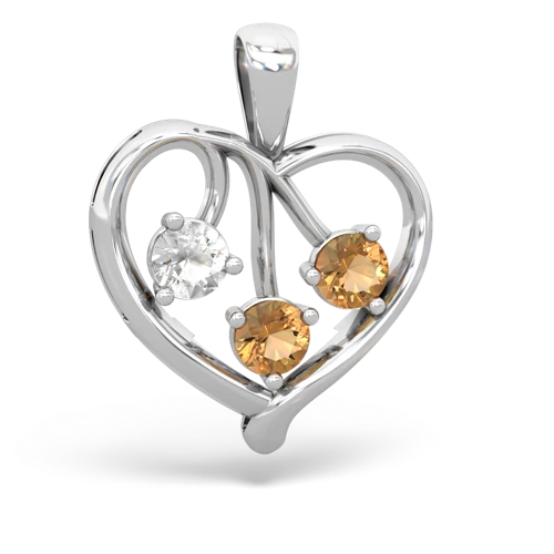 white topaz-citrine love heart pendant