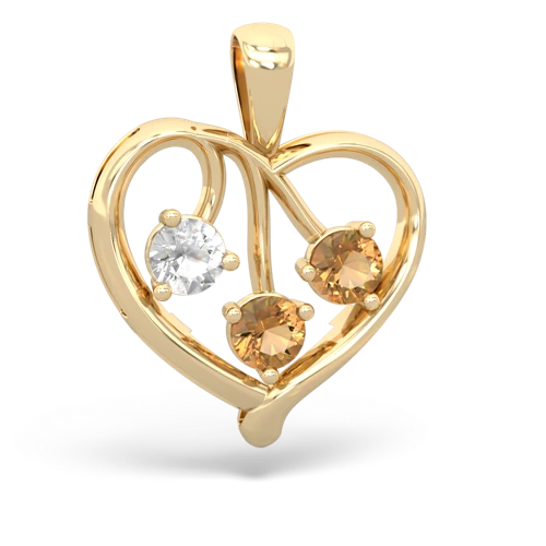 white topaz-citrine love heart pendant