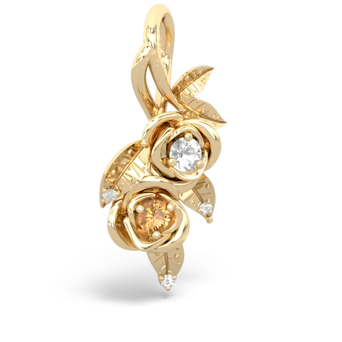 White Topaz Genuine White Topaz with Genuine Citrine Rose Vine pendant Pendant