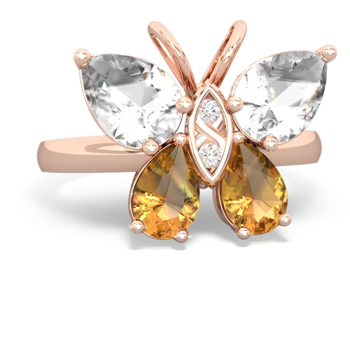 white topaz-citrine butterfly ring