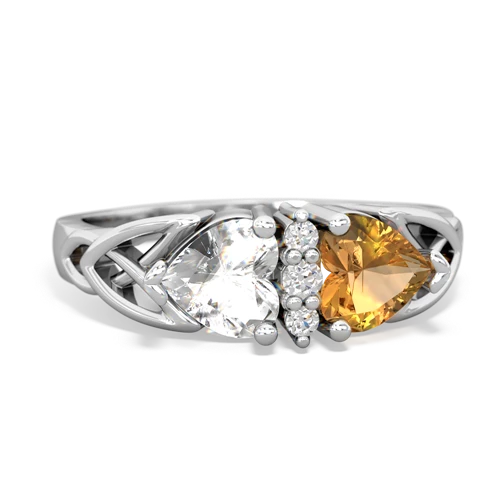 white topaz-citrine celtic ring