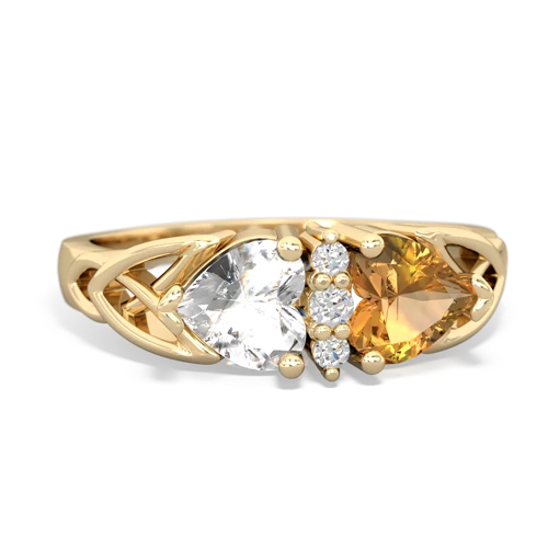 white topaz-citrine celtic ring