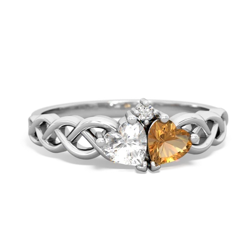 white topaz-citrine celtic braid ring