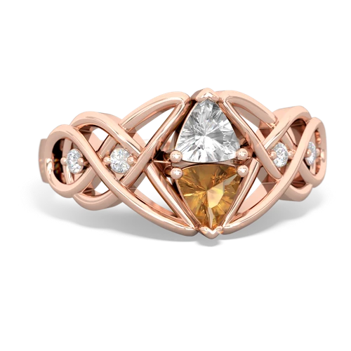 white topaz-citrine celtic knot ring