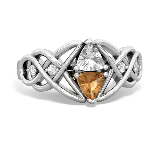 white topaz-citrine celtic knot ring