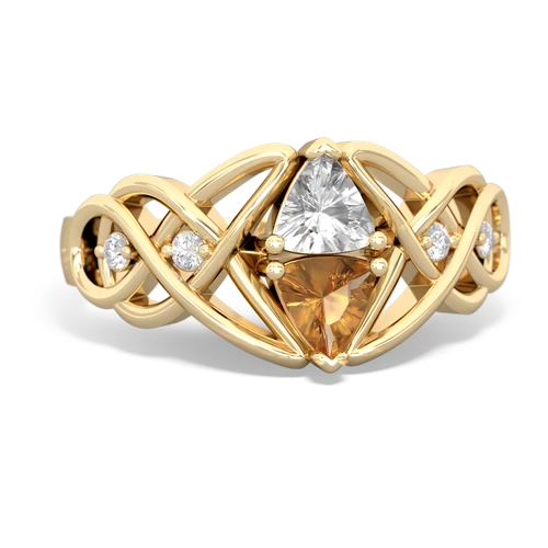 white topaz-citrine celtic knot ring