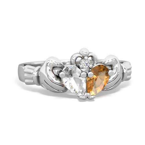 white topaz-citrine claddagh ring