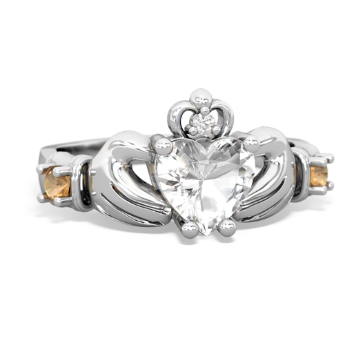 white topaz-citrine claddagh ring