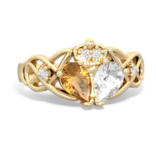 white topaz-citrine claddagh ring