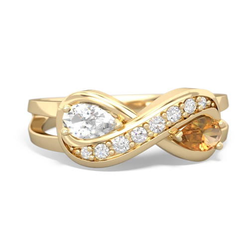 White Topaz Genuine White Topaz with Genuine Citrine Diamond Infinity ring Ring