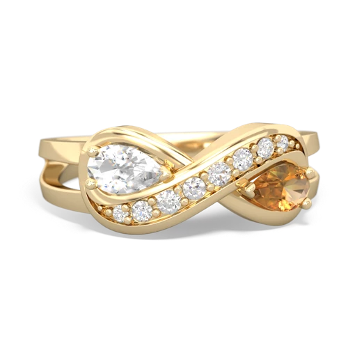 white topaz-citrine diamond infinity ring