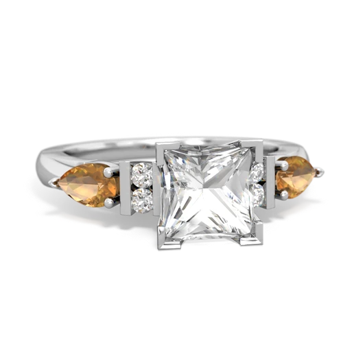 White Topaz Genuine White Topaz with Genuine Citrine and  Engagement ring Ring