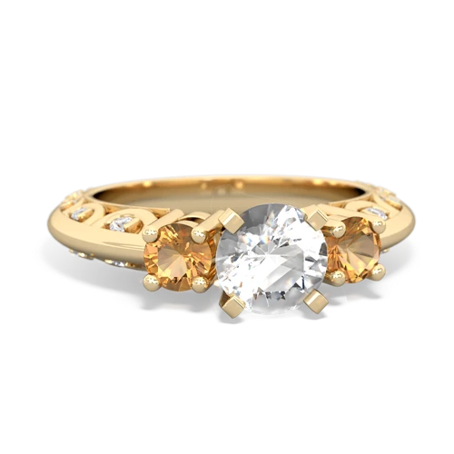 White Topaz Genuine White Topaz with Genuine Citrine Art Deco ring Ring