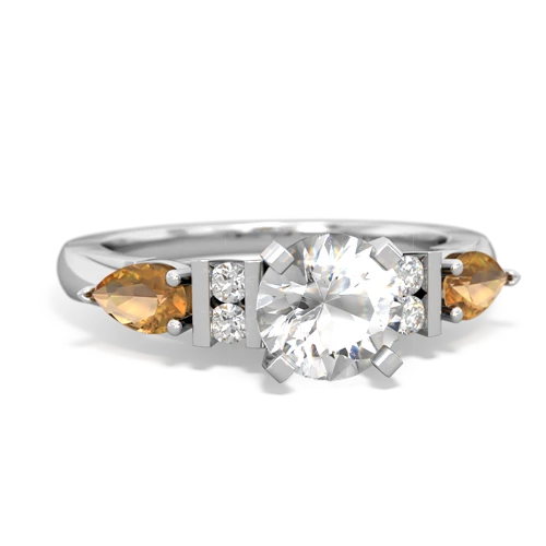 White Topaz Genuine White Topaz with Genuine Citrine and  Engagement ring Ring